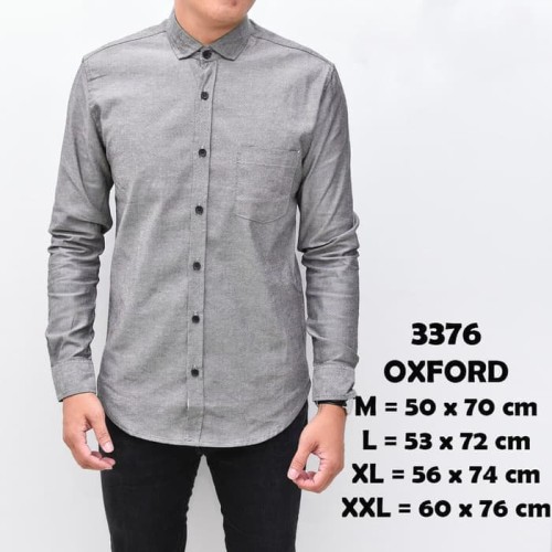 Foto Produk Baju Kemeja Lengan Panjang Casual Pria Abu Tua Polos Oxford Slimfit - Abu-abu Muda, M dari Virtual Custom Clothing