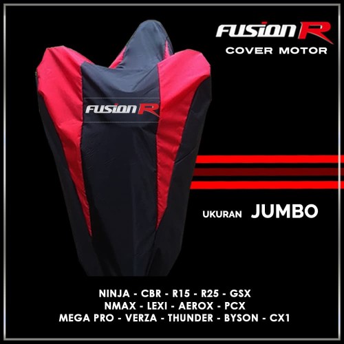 Foto Produk Cover Motor FUSION R Jumbo / Sarung Motor Nmax Lexi PCX Ninja CBR GSX - Merah dari Price Priority