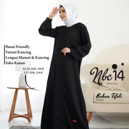 Foto Produk GAMIS MUSLIMAH NIBRAS NBC 14 BLACK - Hitam, XS dari assalam busana