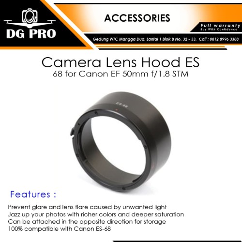Foto Produk Camera Lens Hood ES-68 for Canon EF 50mm f/1.8 STM - Lenshood dari DG PRO
