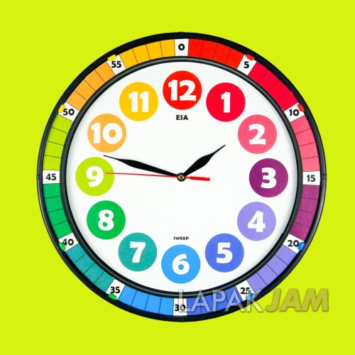 Foto Produk Jam Dinding Esa 334 Rainbow Sweep Movement Diameter 33.5cm New Edition - Hitam dari LapakJamShop