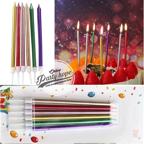 Foto Produk Lilin Ulang Tahun / lilin metalik / ultah / lilin panjang rainbow dari PARTY HOPE 2