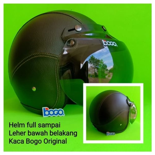 Foto Produk Helm Kulit Bogo Motif Full Black Kaca Bogo Original dari Qweens
