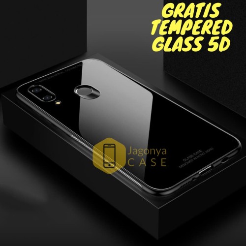 Foto Produk Samsung Galaxy M20 Case Luxury Tempered Glass Case FREE TEMPERED GLASS - Hitam dari Jagonya Case