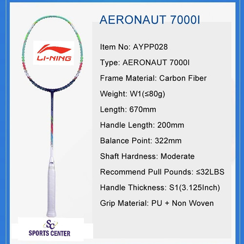 Foto Produk PROMO !! Raket Badminton Lining AERONAUT 7000i / 7000 Instinct dari Sports Center