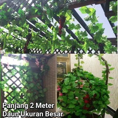 Foto Produk (2meter) Daun Rambat Tanaman Hias Sulur Palsu Plastik Dekorasi Rumah dari toys village