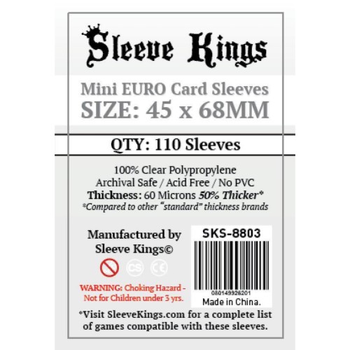 Foto Produk Sleeve Kings Mini Euro Card Sleeves (45x68mm) - 110 Pack, -SKS-8803 dari Toko Board Game