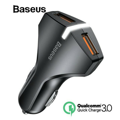 Foto Produk Baseus Car Charger Dual USB Fast Charging QC 3.0 - Charger Mobil Motor dari penta mart