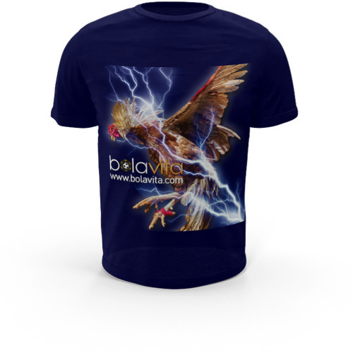 Foto Produk Kaos Sabung Ayam Corak Petir Warna Biru Navy dari Bola Vita