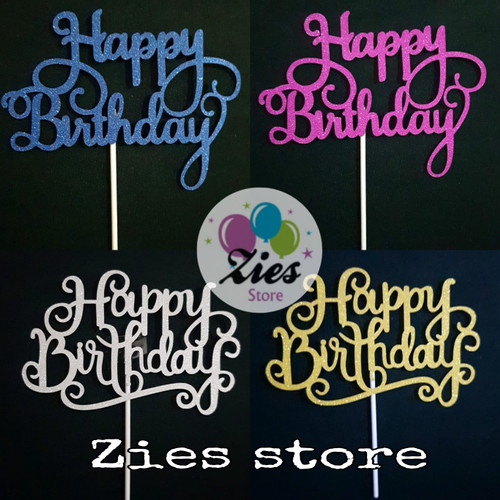 Foto Produk Cake topper happy birthday / tusukan kue HBD glitar karton sambung - silver dari Zies store