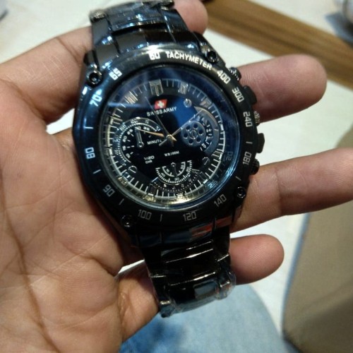 Foto Produk JAM TANGAN PRIA SWISS ARMY RANTAI HITAM CRONO VARIASI dari zhal shop