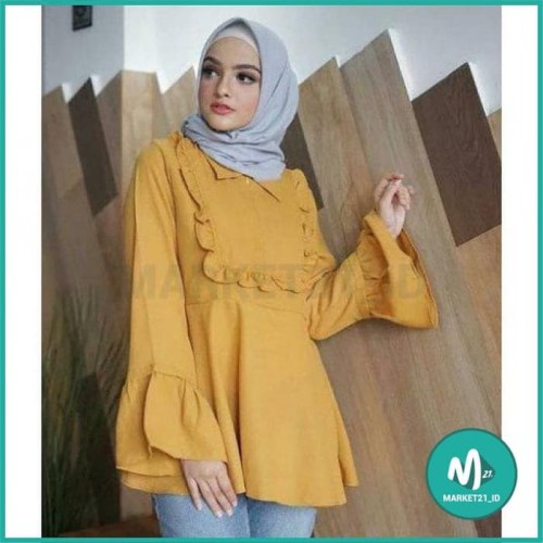 Foto Produk BAJU ATASAN MUSLIM WANITA VINE BLOUSE MURAH - MUSTARD dari Market21_id