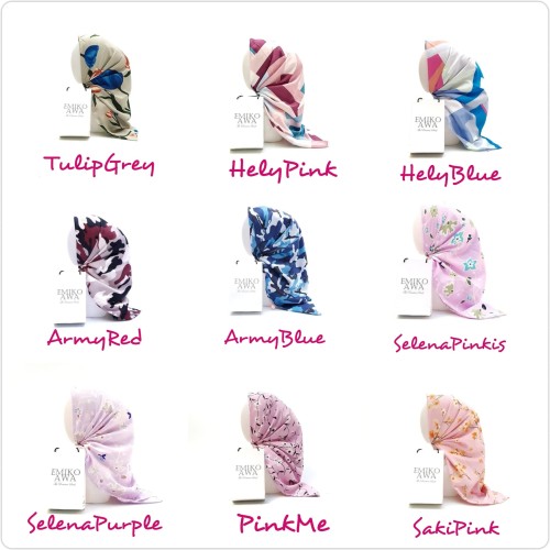 Foto Produk Kerudung segiempat MOTIF 5 / Hijab / Jilbab / Square / souvenir dari emikoawa