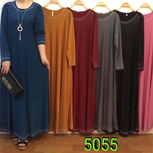 Foto Produk Gamis motek batu tabur kaos lemonskin (adem.jatuh) all size fit dari Winnie Collection
