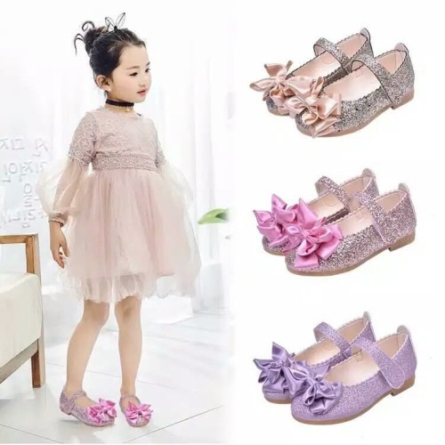 Foto Produk Sepatu Flat Pesta Elegan Pita Glitter Murah Balita Anak Perempuan Cewe dari MARVELOUSHOP