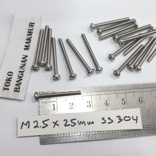 Foto Produk Baut M2.5 x 25mm SS 304 M2.5x25m 1 pcs dari toko Bangunan Makmur