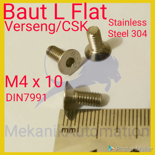 Foto Produk Baut L Flat M4 x 10 Verseng Stainless 304 dari MekanikAutomation