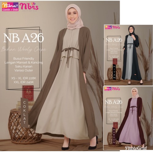 Foto Produk Original Gamis Nibras Variasi Cardigan Wolly Crepe nb a26 dari Galeri Nibras