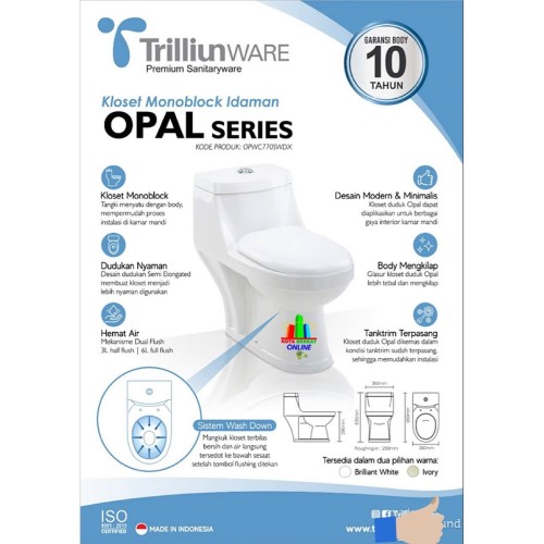Jual Closet Duduk Wc Duduk Trilliun Ware Opal Series Kota Balikpapan Tb Kota Berkat Tokopedia