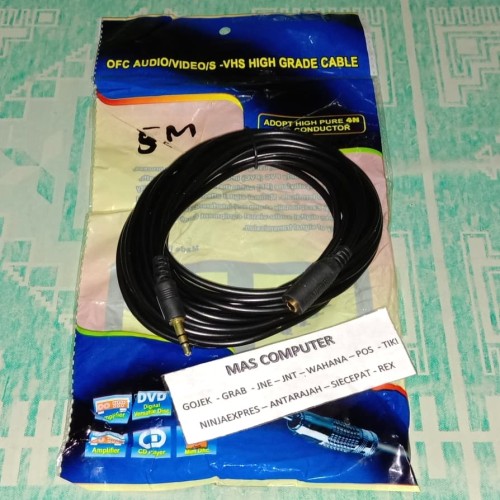 Foto Produk Kabel jack audio extension 3.5 mm panjang 5M gold Audio mele to fimel - Hitam dari MAS computer