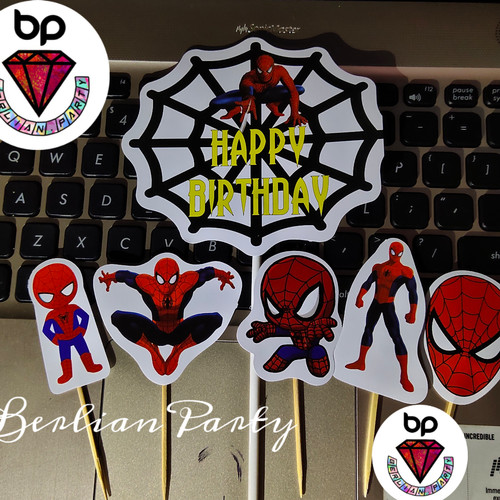 Foto Produk cake toper spiderman/hiasan kue/tusukan kue dari Berlianparty