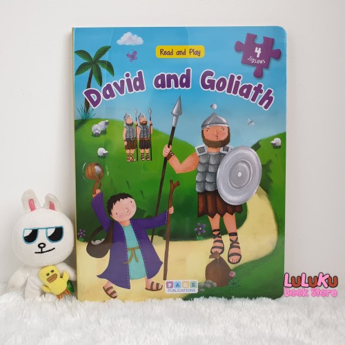 Foto Produk Buku Puzzle Anak Import - Read and Play David and Goliath - 4 jigsaws dari LuLuKu Book Store