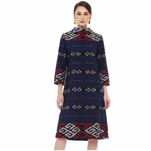 Jual dress tenun toraja navy mewah Kab. Jepara baju