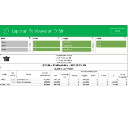 Jual Software Aplikasi Excel Program Keuangan Pembayaran Spp Sekolah Kursus Kota Tangerang Reseller Software Murah Tokopedia