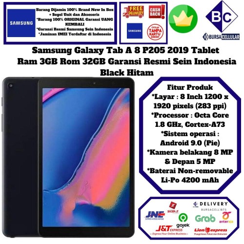Foto Produk Samsung Galaxy Tab A A8"/8inch/8.0 2019 S PEN P205-Garansi Resmi-BLACK - Hitam dari bursacell1875