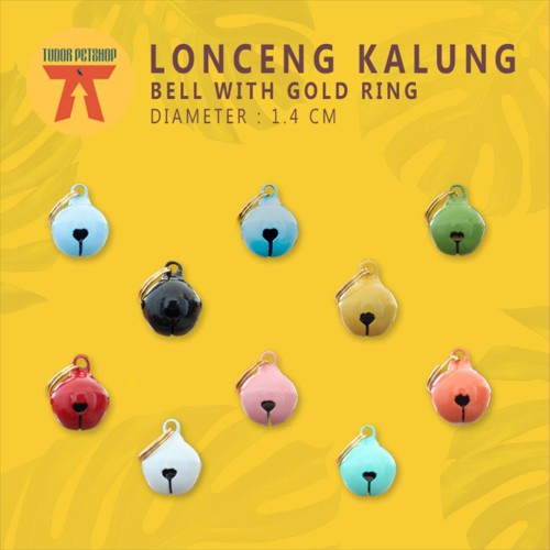 Foto Produk LONCENG KALUNG Kucing BELL PEA WITH GOLD RING SIZE 1,4 CM / WARNA dari Tudor Petshop