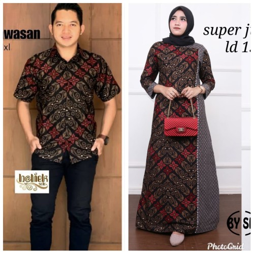 Foto Produk Baju couple dress gamis super jumbo ld 130 batik sarimbit kemeja pria dari TABASAMA