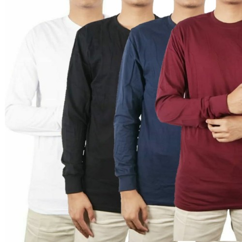 Foto Produk Kaos Polos Panjang Lengan ( RIB/KARET) 100% Cotton Combed 30S Pria - Putih, S dari Blackhat Project