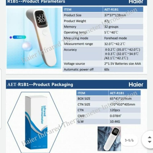 Foto Produk THERMOMETER INFRARED NON CONTACT HAIER dari Tas Puring Sablon