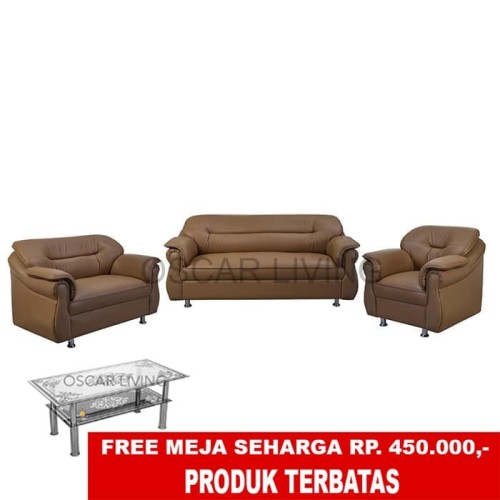 Jual Sofa 321 Xena Mocca Brown Oscar Full set Tanpa Meja 