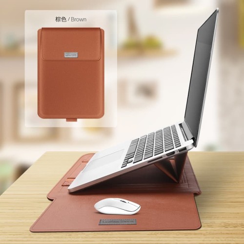 Foto Produk Premium Laptop Sleeve PU Leather with Mousepad and Kickstand 13 inch - Cokelat dari Warehousegadget28