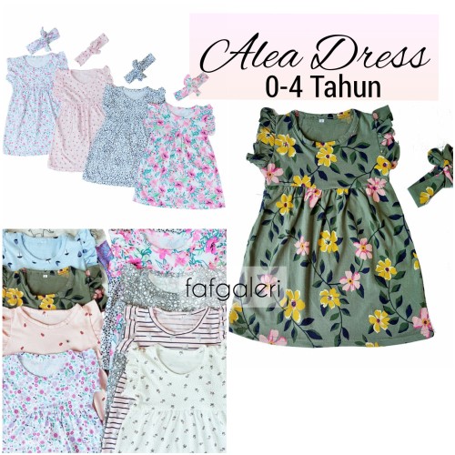 Foto Produk Alea Dress Bandana 0-4 Tahun Baju Anak Bayi Perempuan Motif Kaos Katun - Size 4. 3-4 Thn dari FAF Galeri