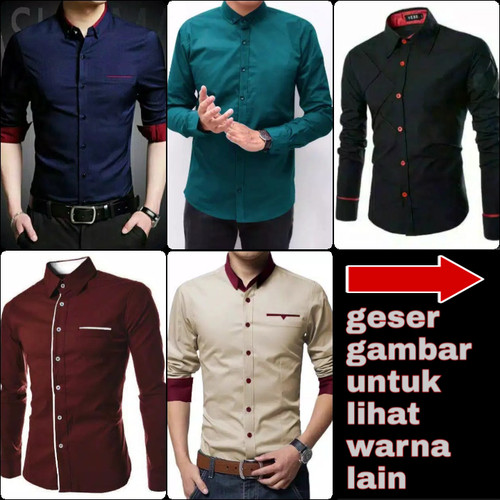 Foto Produk Kemeja kerja pria polos lengan panjang pakaian hem cowok full positif dari Rifa t-shirt