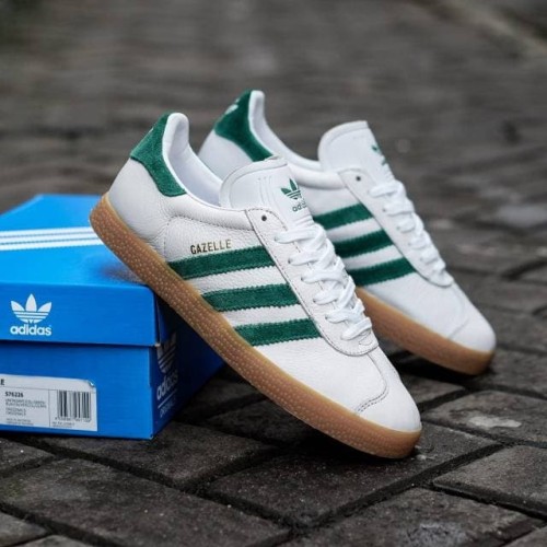 adidas gazelle vintage white green gum