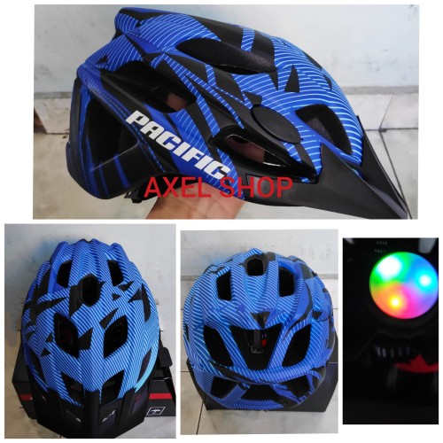 Foto Produk HELM SEPEDA ADA LAMPU BELAKANG PASIFIC BLUE - L dari AXEL SHOP