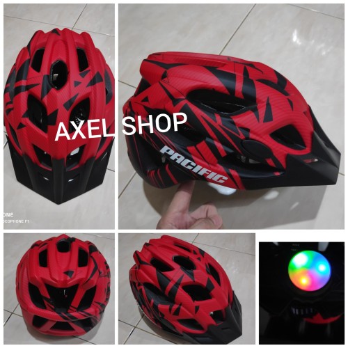 Foto Produk HELM SEPEDA GUNUNG MTB ADA LAMPU BELAKANG PASIFIC MERAH dari AXEL SHOP