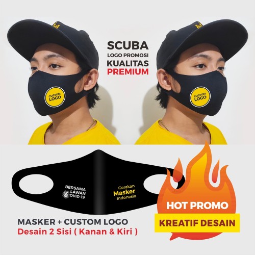 Jual Masker  Scuba Custom Logo SABLON  2 SISI PREMIUM 