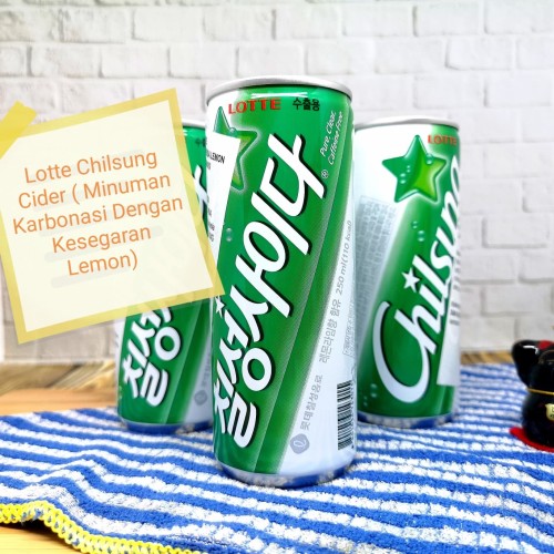 Foto Produk LOTTE CILSUNG CIDER MINUMAN KALENG KOREAN SODA DENGAN KESEGARAN LEMON dari salmon kawaii