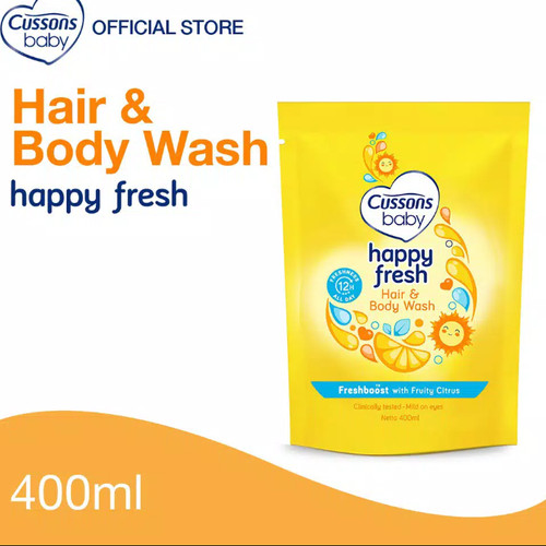 Foto Produk Cussons Baby Hair & Body Wash Happy Fresh 400ml Refill Sabun Mandi dari Nic Shop
