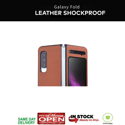 Jual Samsung Galaxy Fold Case Leather Shockproof - Brown