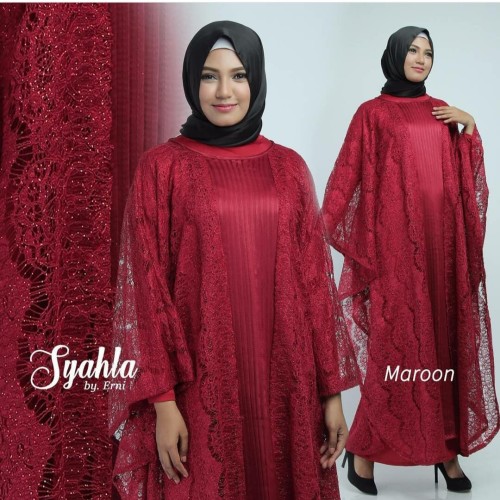 Foto Produk Kaftan syahla hitam brukat ponaisel tali ikat di dalam all size fit to dari Winnie Collection