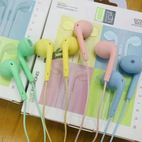 Foto Produk HEADSET STEREO U19 MACARON HANDSFREE EXTRA BASS EARPHONE U19 - Putih dari Ewaa_shop