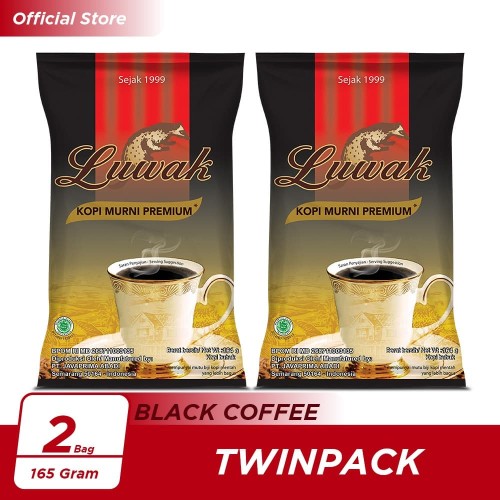 Promo Kopi Luwak Murni Black Coffee Bag 165gr Twin Pack