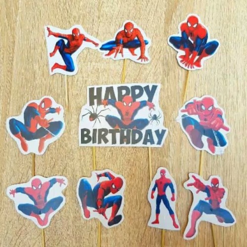 Foto Produk topper toper tusukan hiasan kue karakter spiderman dari rean shoop