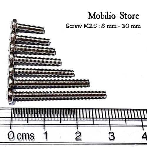 Foto Produk Baut M2.5 8 - 30 mm Stainless Steel 304 Bolts - 12 mm dari Mobilio Store