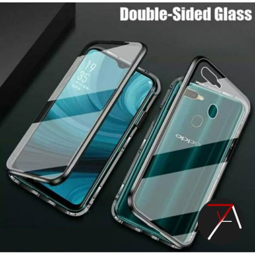 Foto Produk Oppo A12 Double Side Glass Magnetic Case Metal Cover Depan Belakang - Hitam dari 17 Agustus